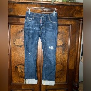 EUC DSQUARED2- Cropped Flare Distressed Jeans. Size IT 36 or US 0